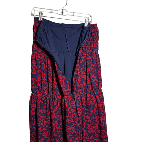 Sundry Anthropology Womens Red & Navy Floral Tiered Maxi Skirt Aloha Floral sz 2 - Picture 4 of 7
